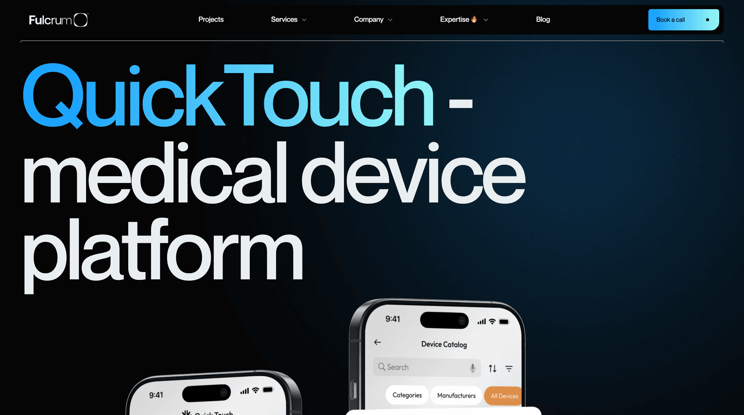 Сторінка кейсу QuickTouch — саме такі сторінки агент і збирає: з рідних блоків теми, у їхній дизайн-системі, з текстом у їхньому тоні.